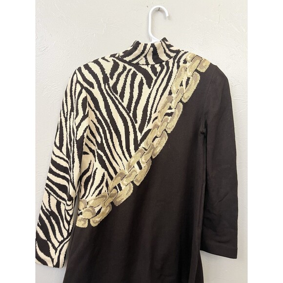 St John Collection Sweater Small Brown Santana Knit Chain Logo Logo Top Luxury - Picture 5 of 6